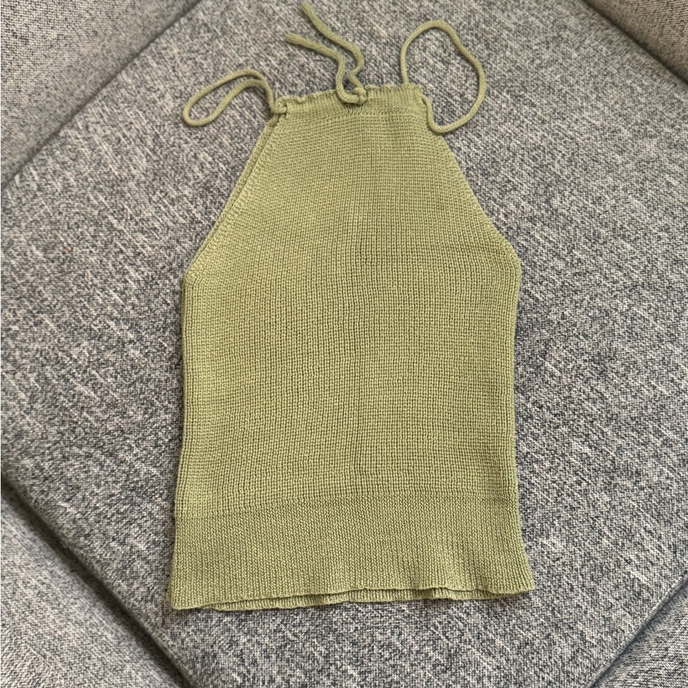 Olive Green Halter Knit Top